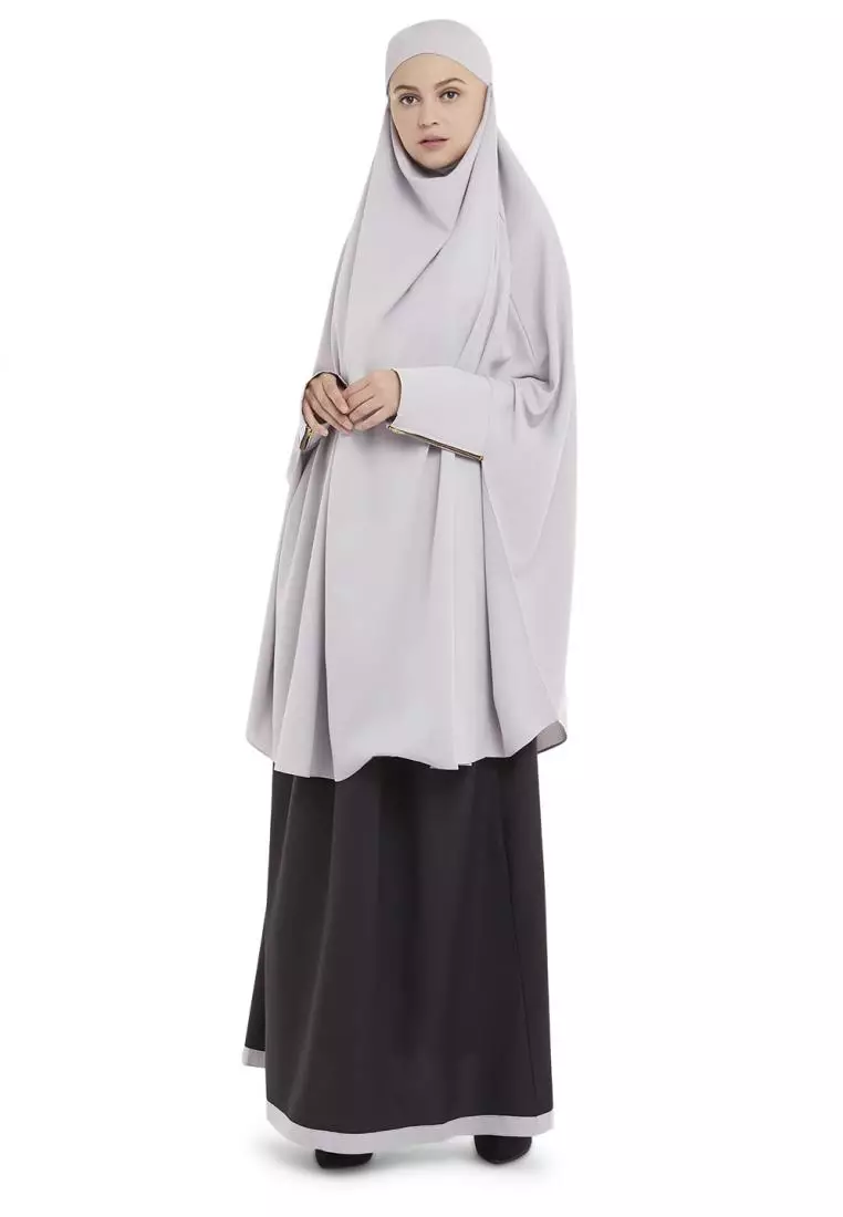 Queenza Zayidan French Khimar Hijab Jumbo Zivana - Silver