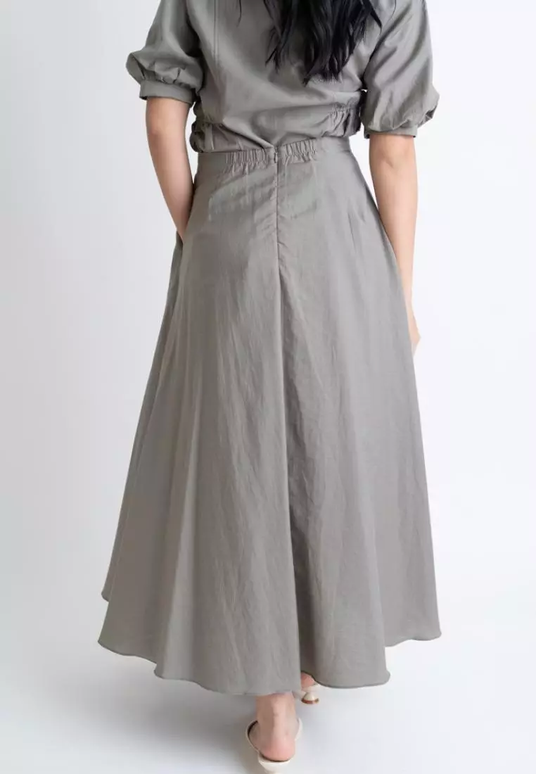MAXI FLARE SKIRT WITH ELASTICITY WAISTBAND