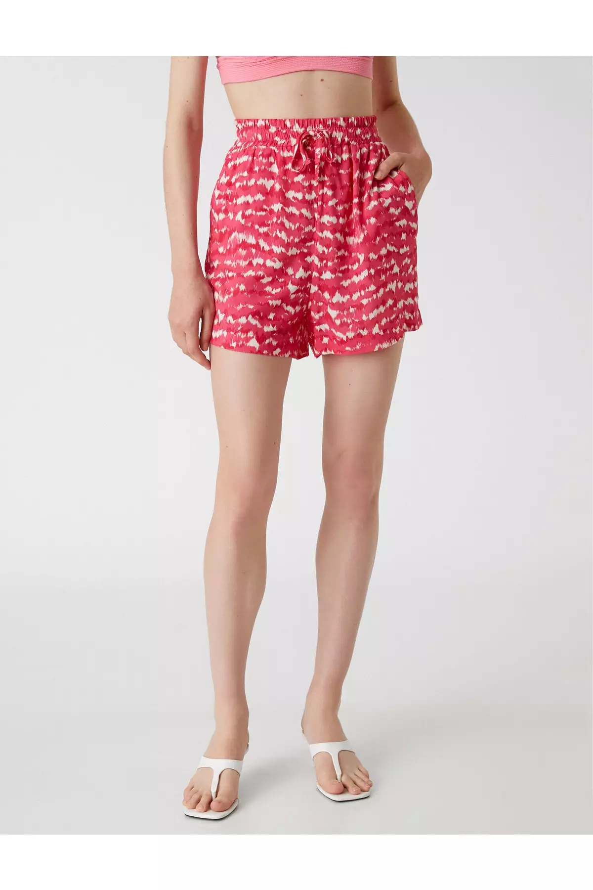Red tie clearance waist shorts