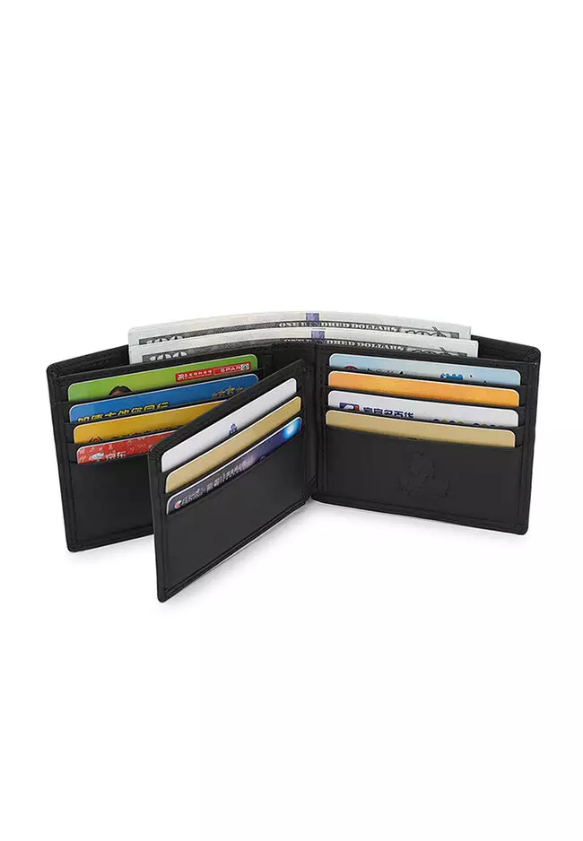 Men's Genuine Leather RFID Blocking Wallet - Black