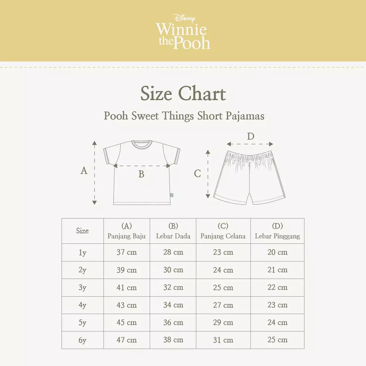 Little Palmerhaus - Disney Pooh Sweet Things Short Pajamas (Piyama Anak Lengan Pendek) Honey Pooh