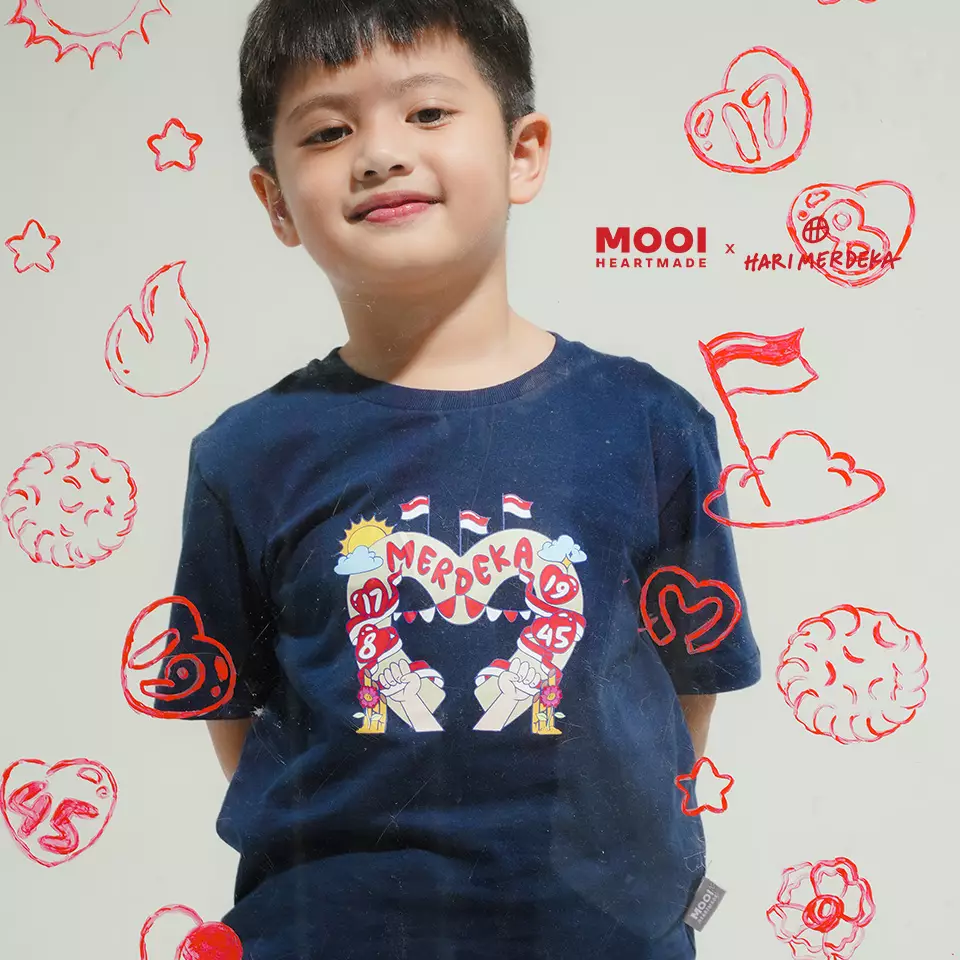 Mooi x Hari Merdeka 17 Agustus Kaos Kemerdekaan Anak T-shirt Anak Kemerdekaan - White