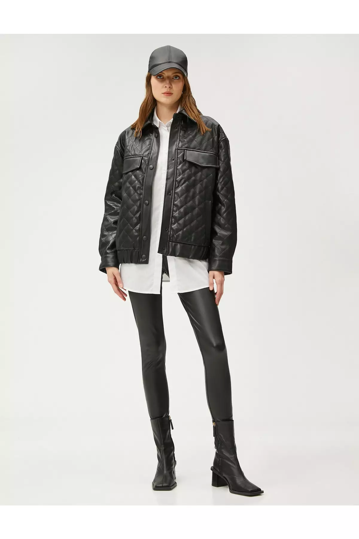 Leather Look Quilted Jacket