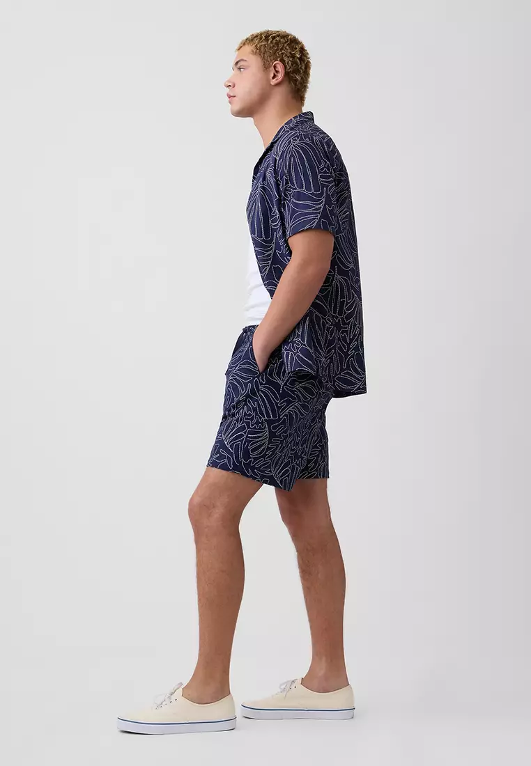 7" Linen-Blend Easy Waist Shorts