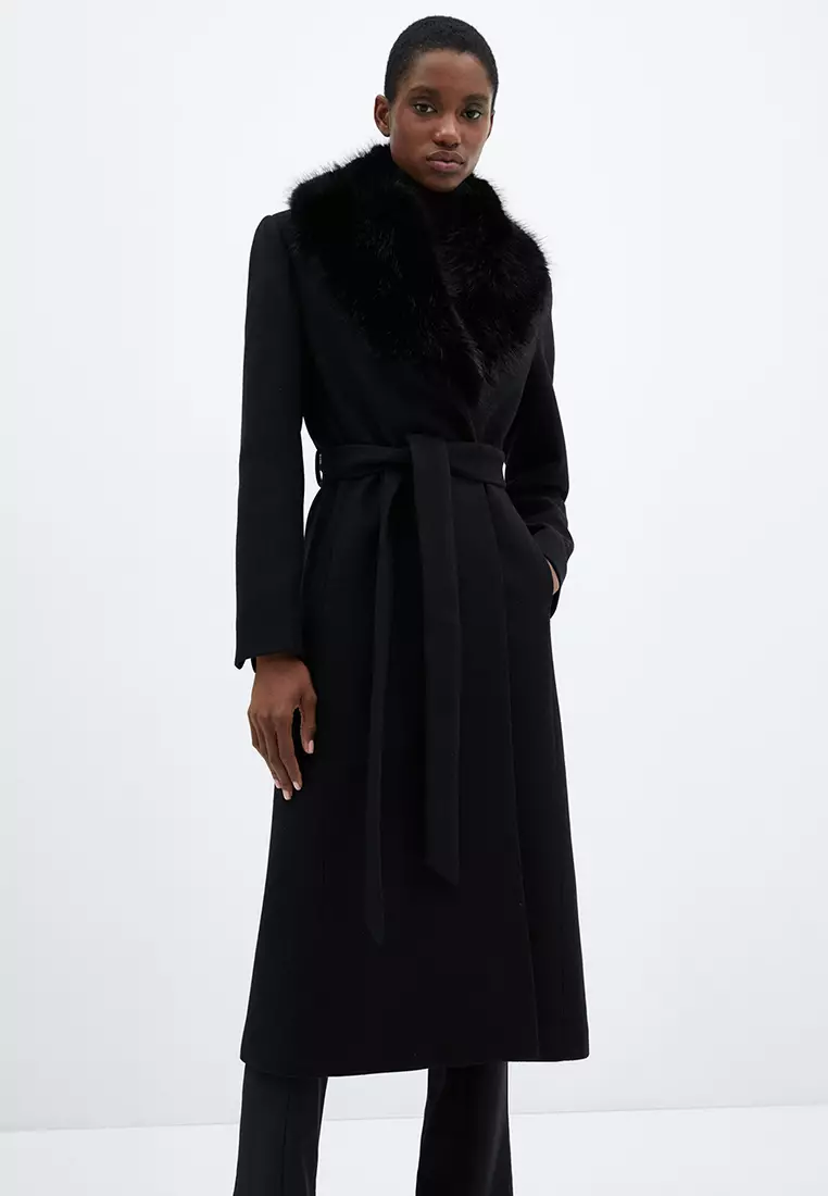 Mango black wool coat sale