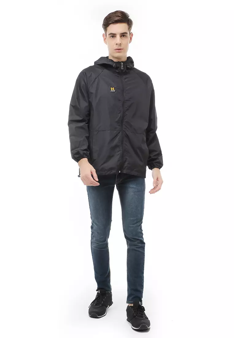 Clover Outerwear Jacket Hoodie Pria Jaket Olahraga Material Parasut ORIGINAL - Black