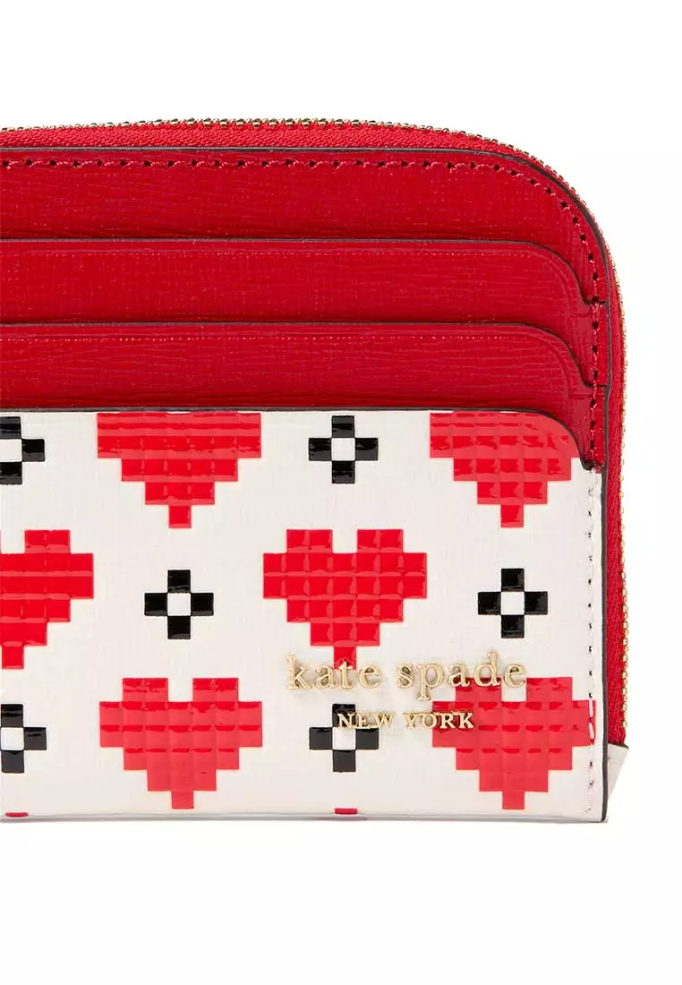 Devin Pixel Hearts Coin Card Case Wristlet Cream Multi KJ869