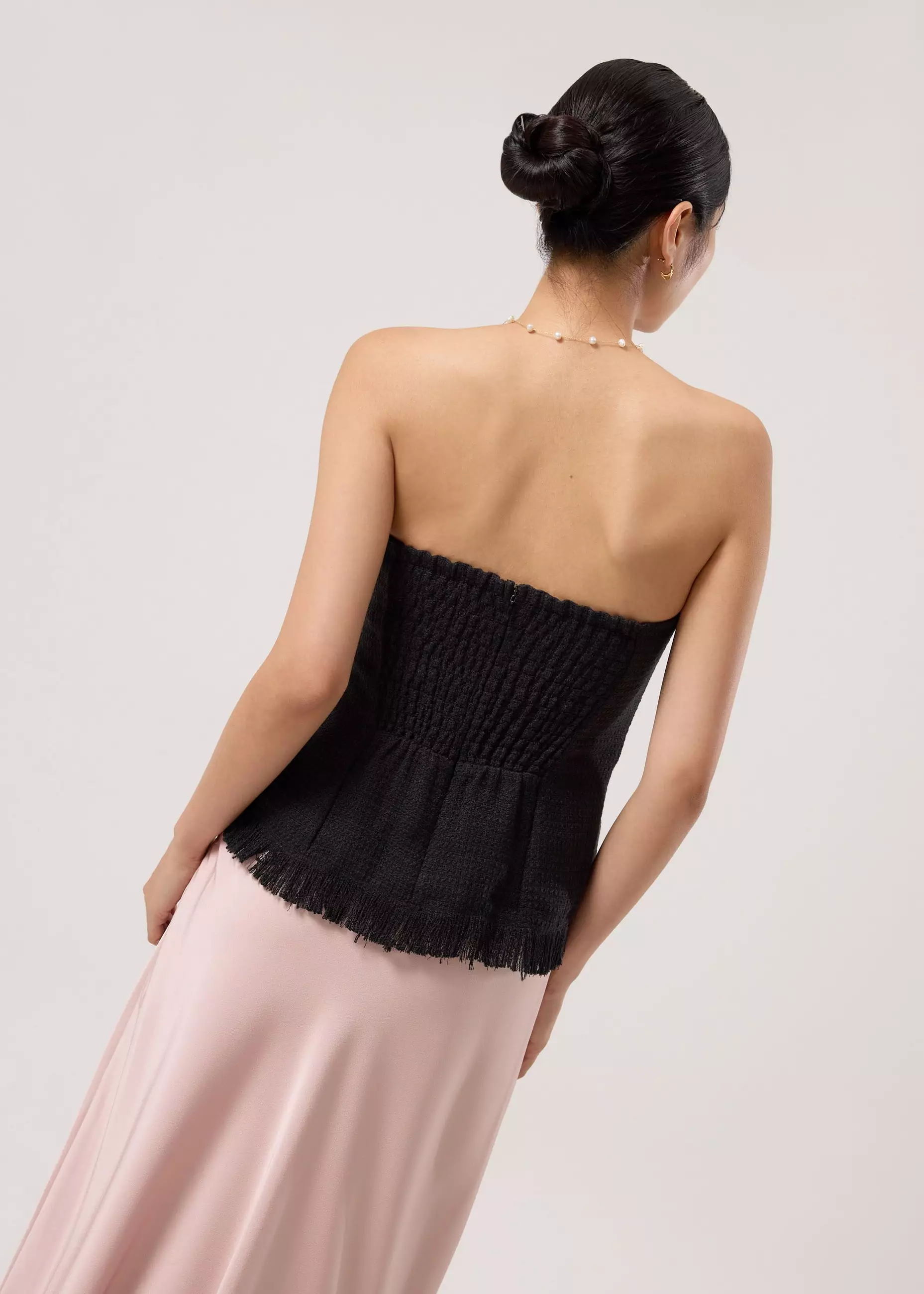 Atasan Wanita - BraFree by LB Lia Tweed Tube Peplum Top