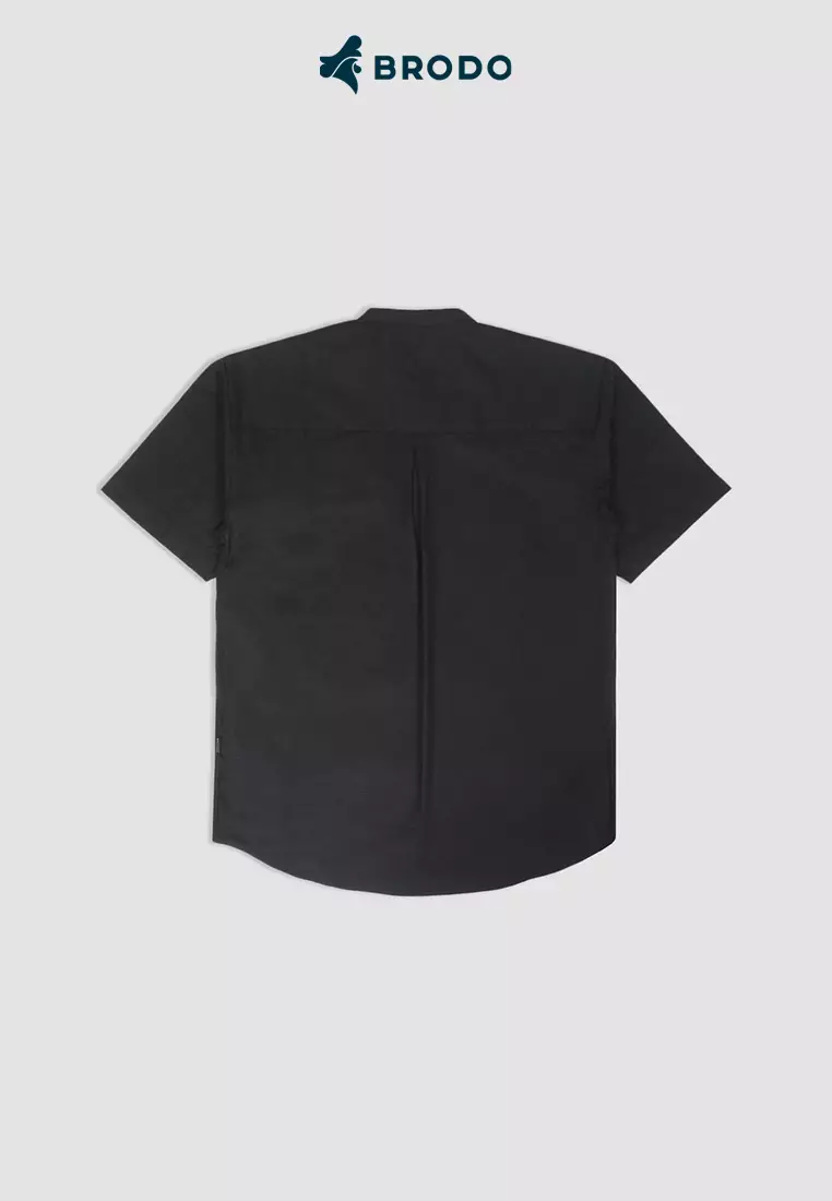 BRODO - Kemeja Pria Broshirt Halfbutton Short Black