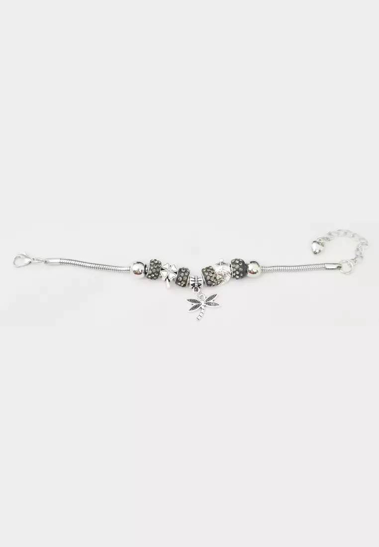 Accessories Wanita Dragon ly Pomora Charm Bracelet Gelang Wanita Black & Silver
