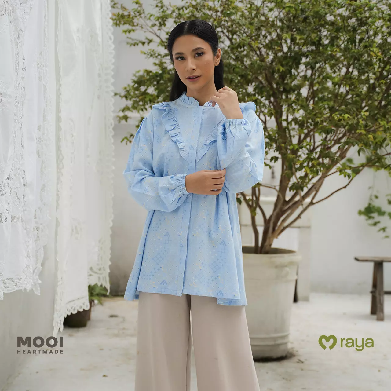 Mooi Tunik Wanita Atasan Wanita Raya Collection Naima Tunik Adult Zeina Series - White