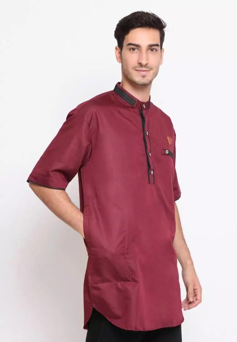 Zayidan Baju Koko Gamis Muslim Pria Izzul - Maroon