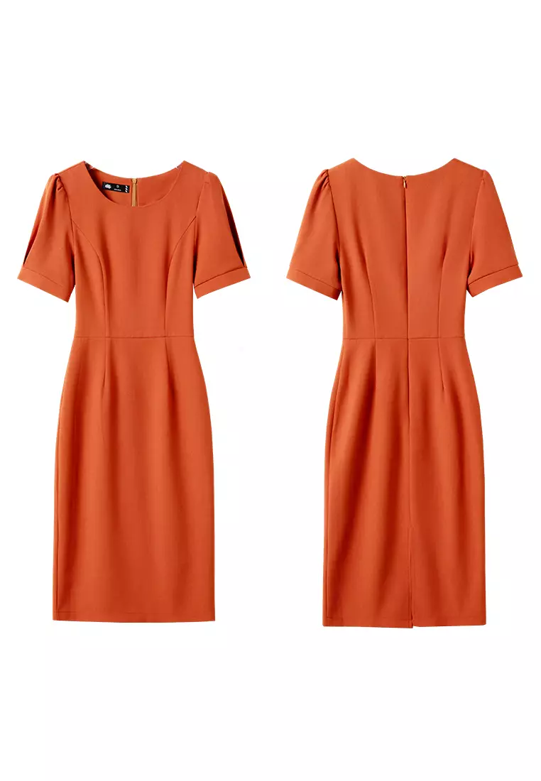 Puff Sleeve Wrap Hip Dress YGH-EQ953