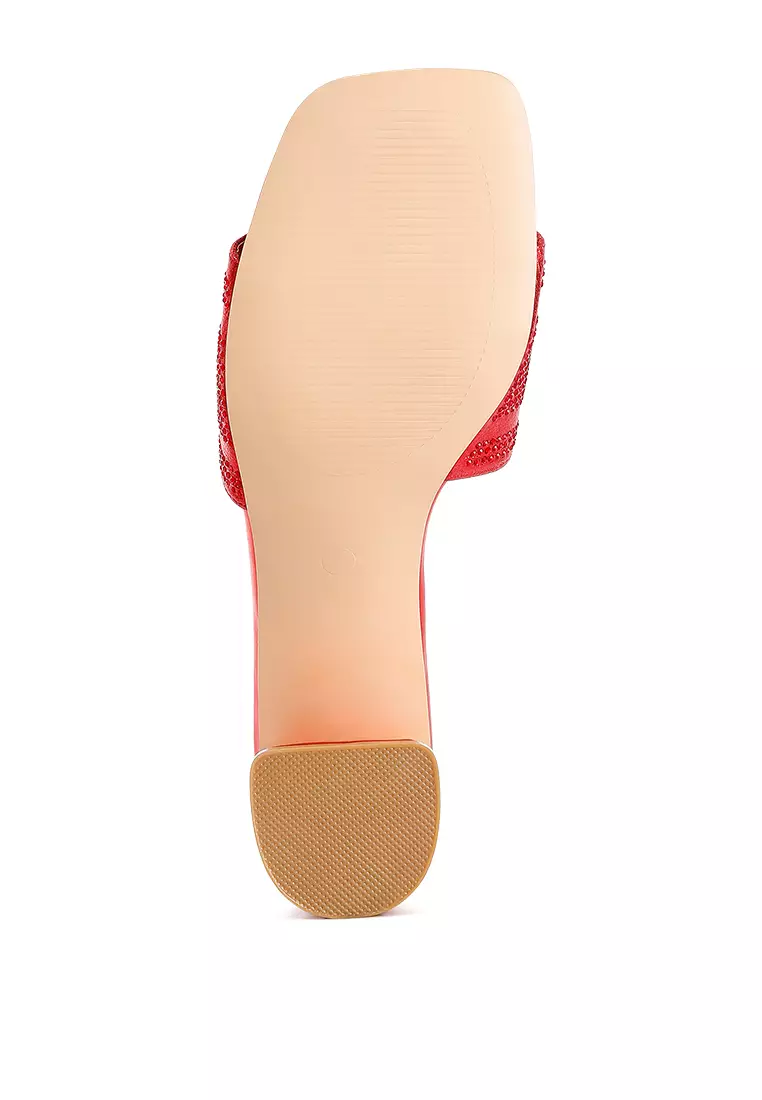 Red Rhinestone Embellished Paris Sandals