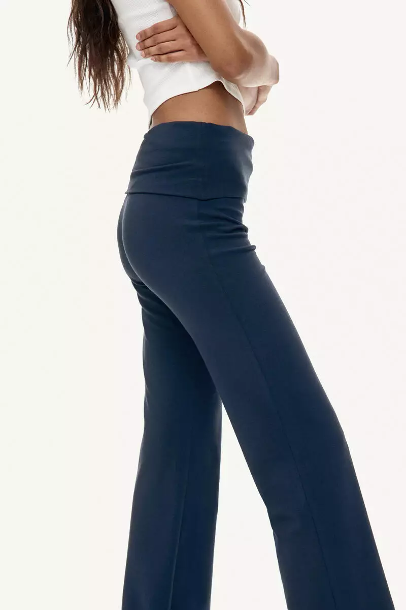 Foldover-waist cotton trousers