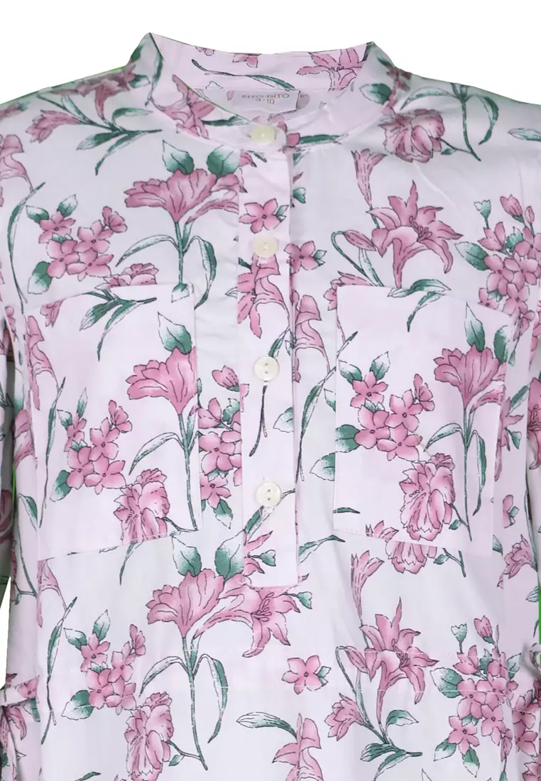 Pito Dito Girl Entangled Gamis Anak Multicolor Motif Bunga