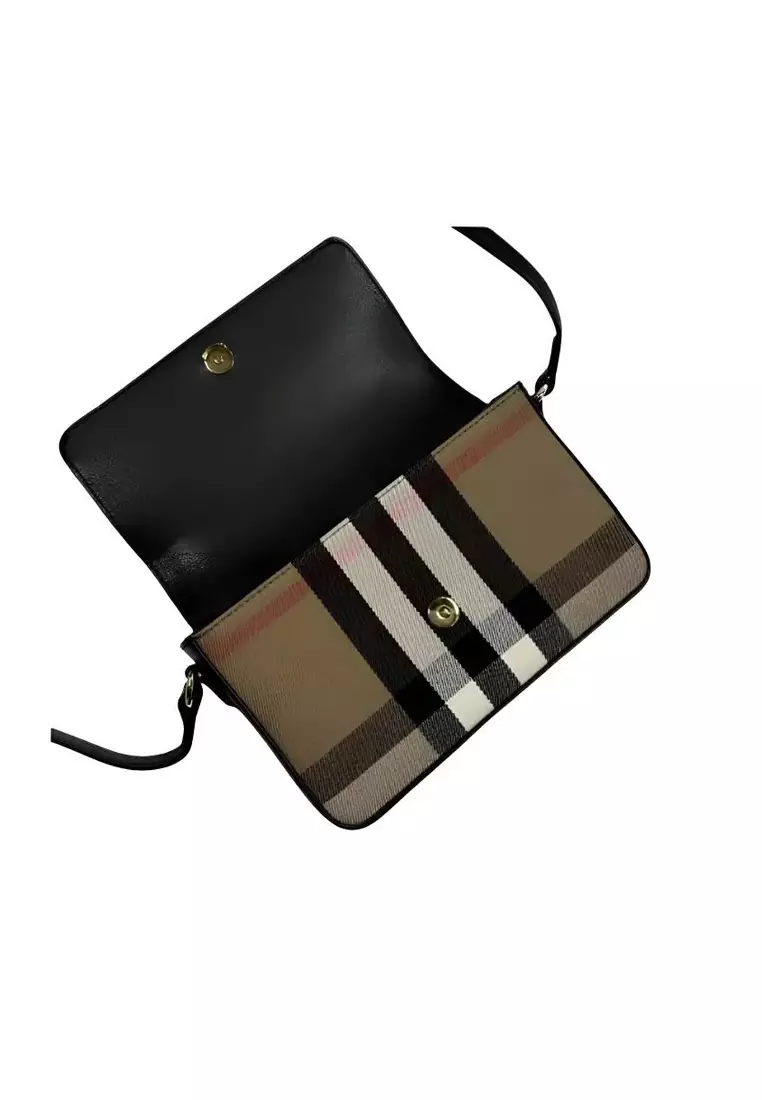 New Hampshire Check Canvas & Leather Crossbody Bag in Black 81072691