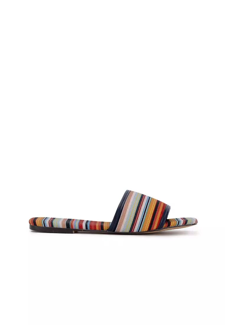 Discount on Nose  shoes - SKU: Colorful Stripe Flat Slide