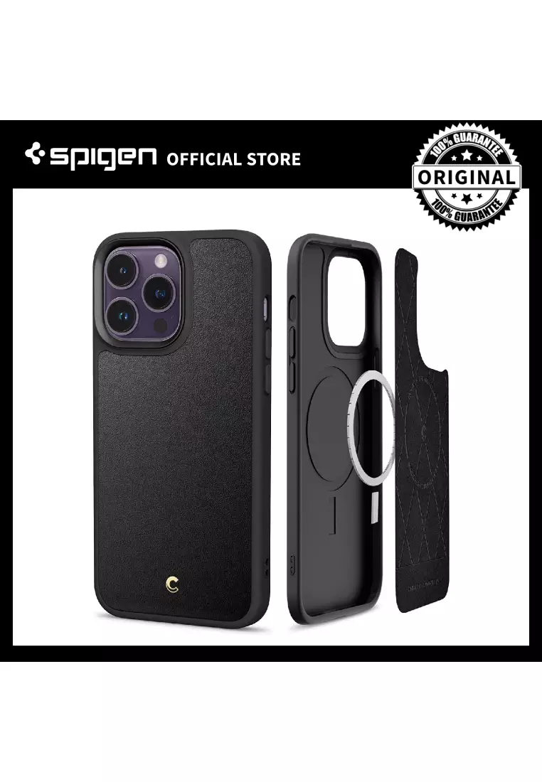 Cyrill by Spigen Kajuk Mag [Compatible with iPhone 14 Pro Max] Magnetic Wireless Charging Premium Leather Case - Cream
