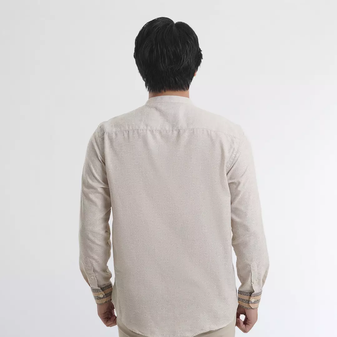 Platini Kemeja Koko Pria Lengan Panjang Katun Light Brown 961400