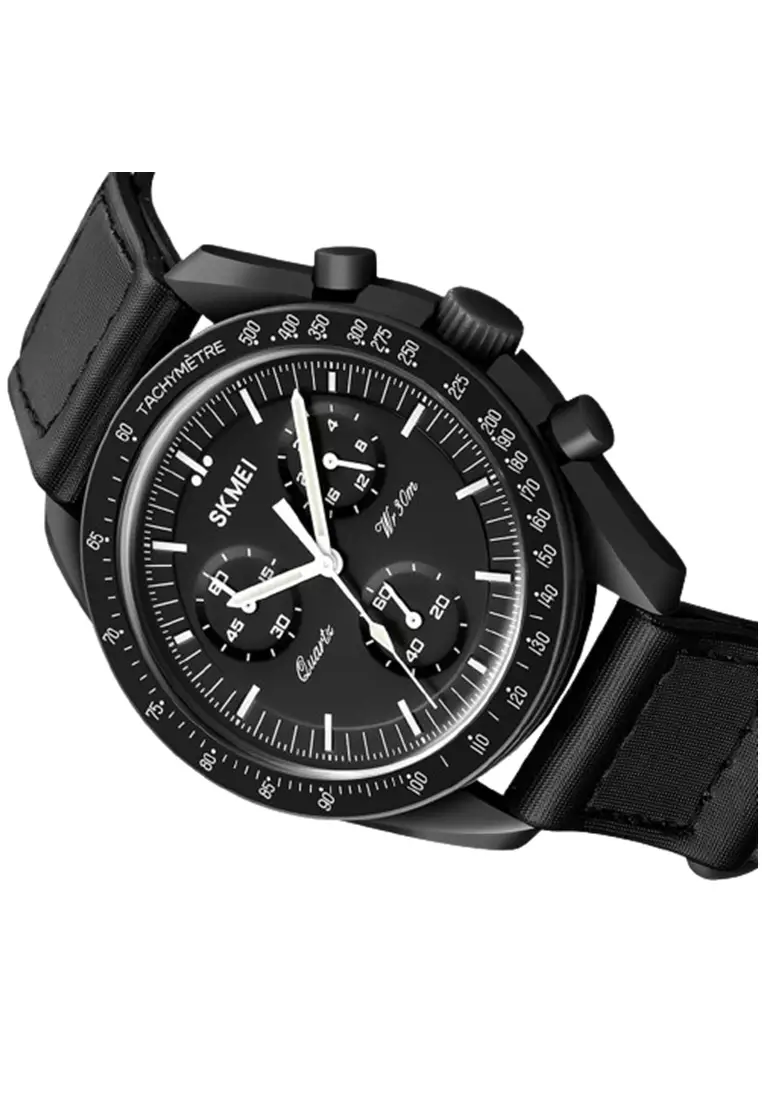 Jam Tangan Pria Analog Wanita 1982 Nylon Strap Tahan Air ORIGINAL - Black