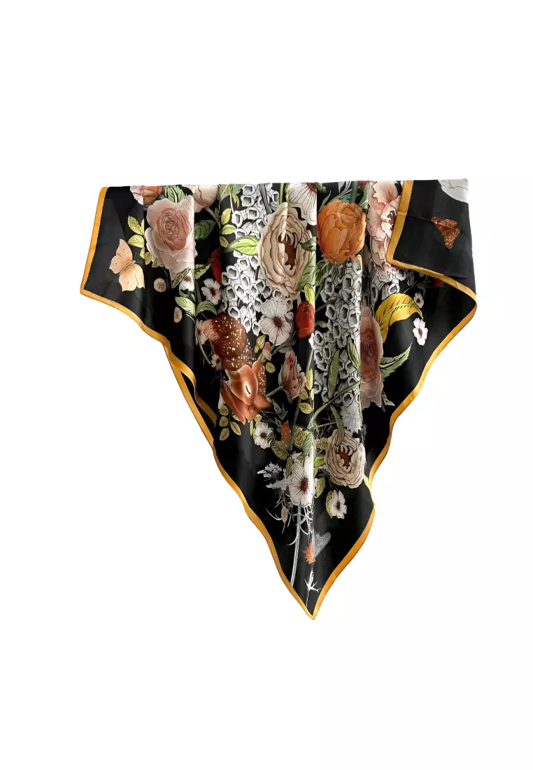 Luxury Silk Ladies' Large Scarf, Sun-Proof Crepe Satin, Premium Souvenir.