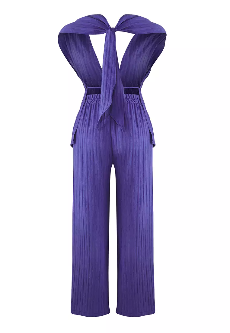 Purple Textured Beach Blouse Trousers Set  TBESS25AU00063