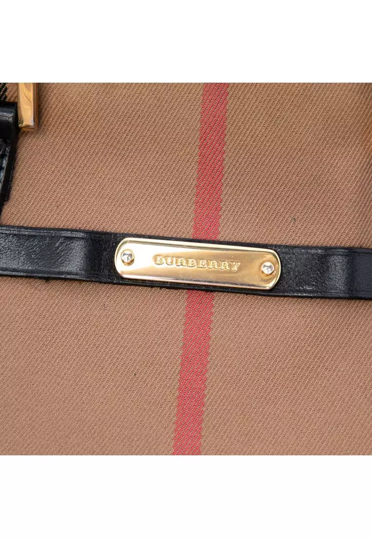 Pre-Loved Burberry Small Leather Trimmed House Check Canvas Bridle Orchard Satchel