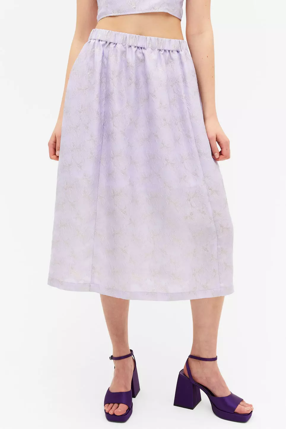 Floral jacquard cheap midi skirt