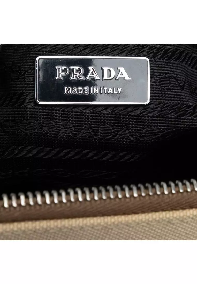 Pre-Loved Prada Cinghiale Trimmed Canapa Dome Handbag