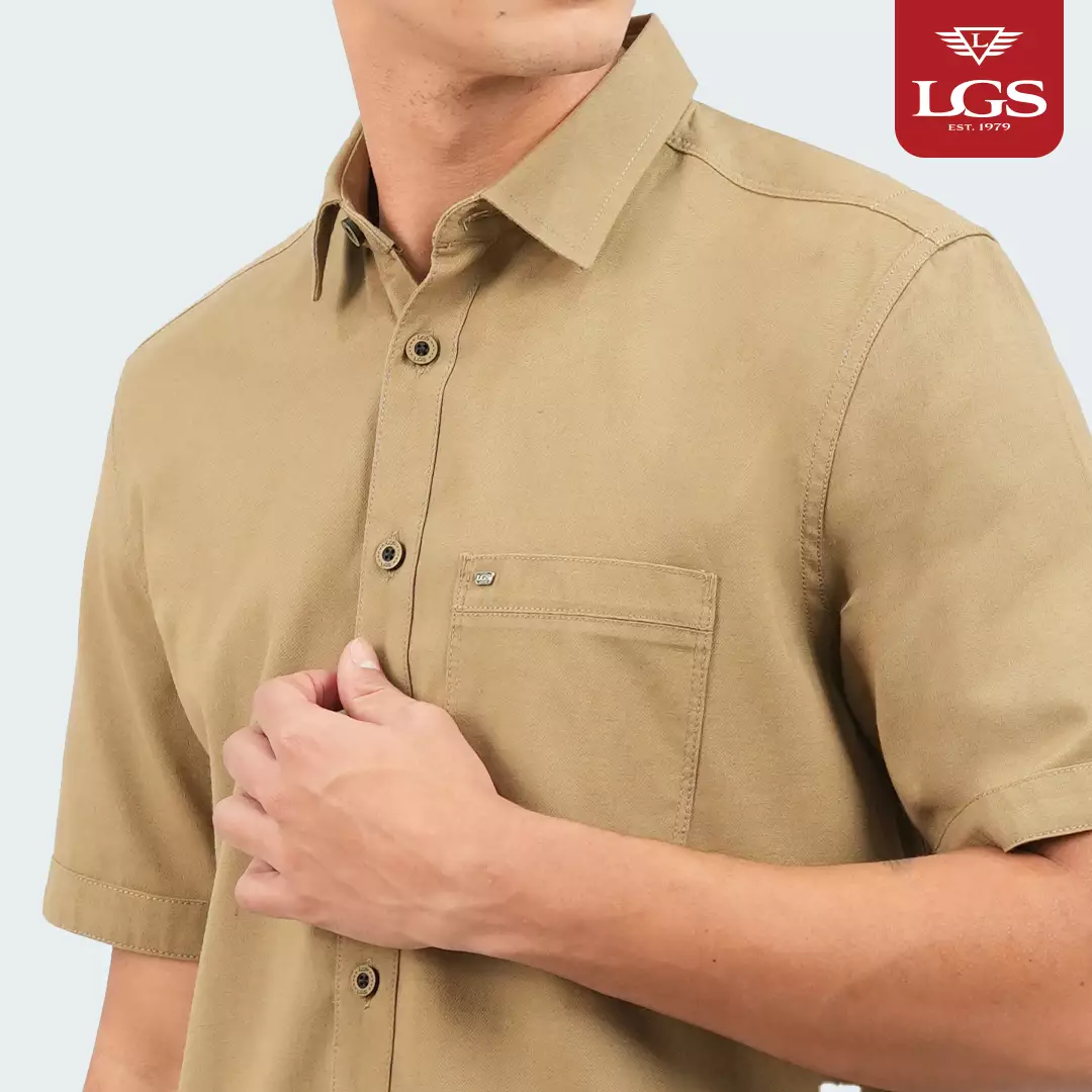LGS - Kemeja Casual - Oxford Collection - Shirt Pria - Polos - Regular Fit - Beige - CSH.271.S2074.253.C