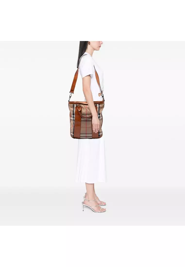 Pre-Loved Burberry House Check Canvas Bonington Satchel