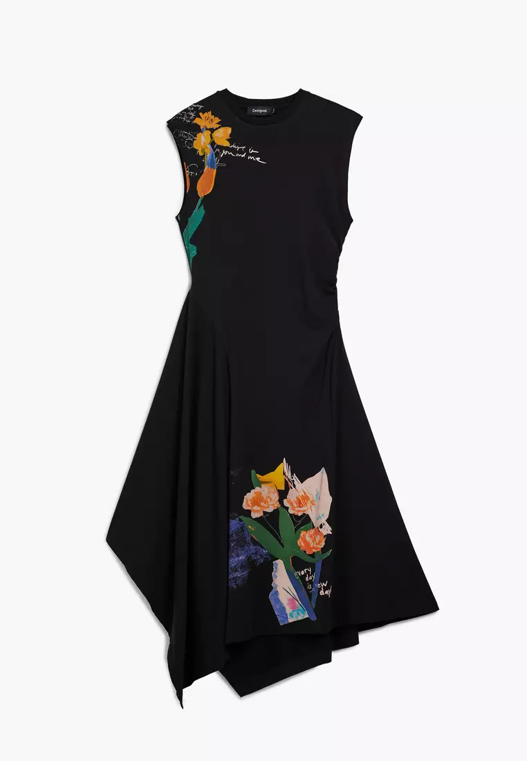 Asymmetric floral dress
