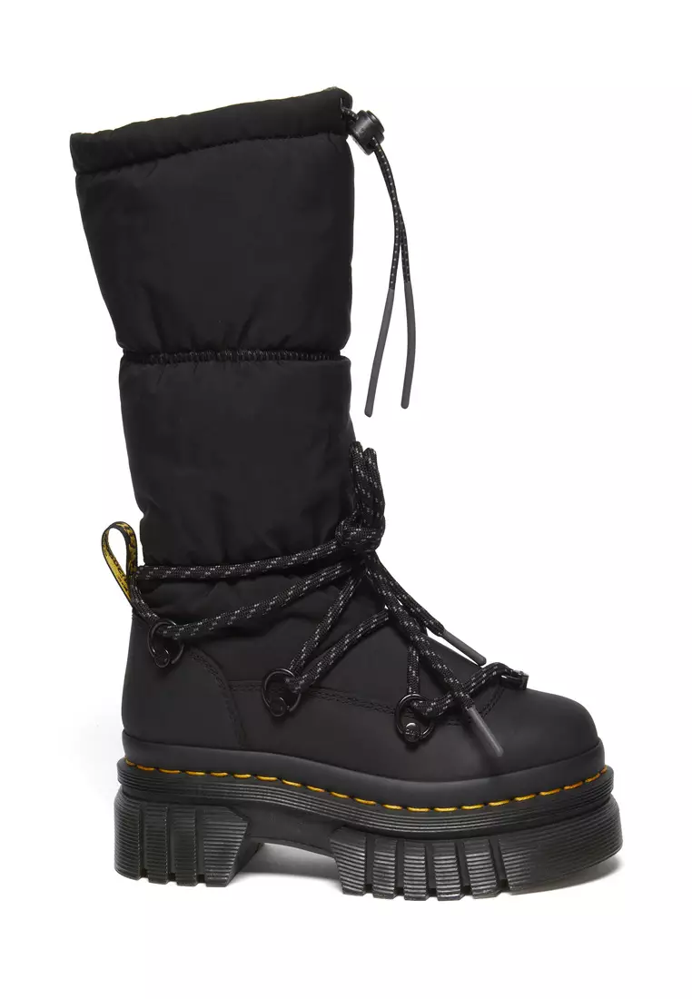 Discount on Dr. Martens  shoes - SKU: Audrick Padded Hi Snowplow Poly Leather Black Boots Women