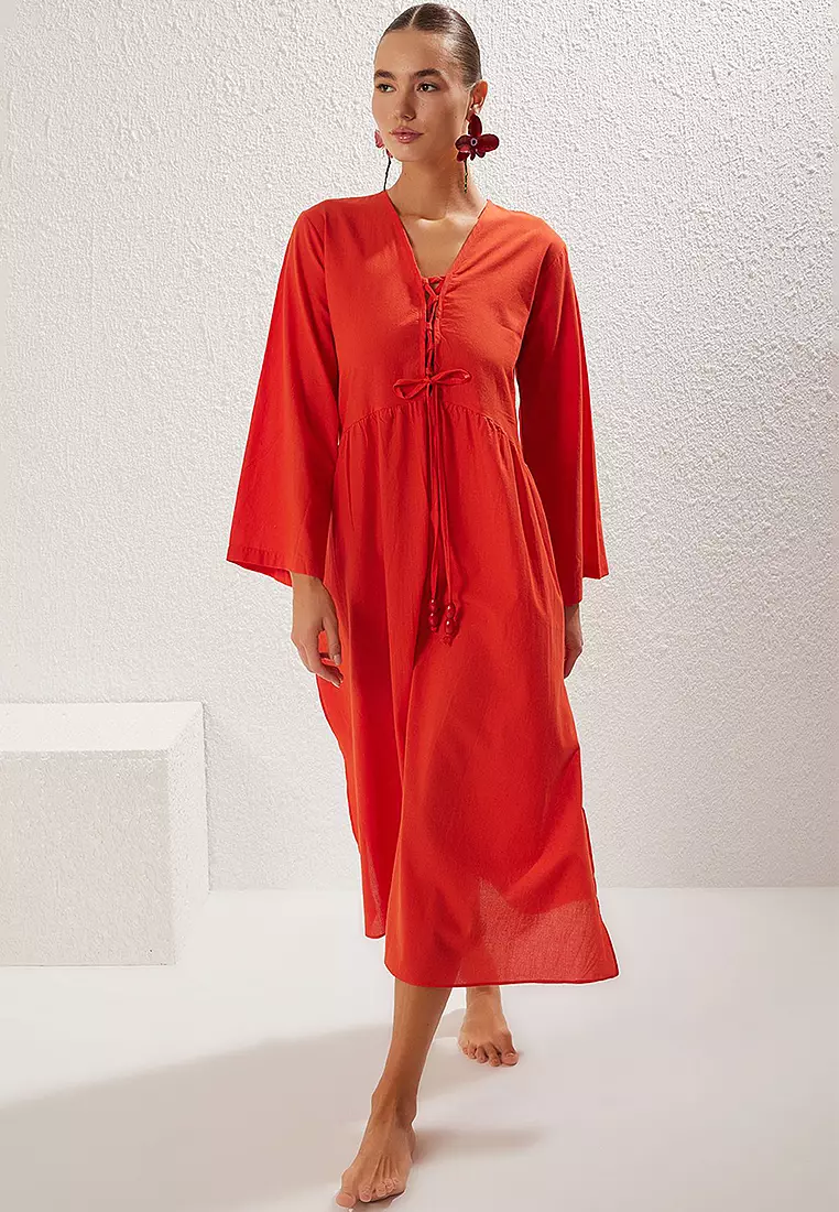 Buy Trendyol Cotton Beach Midi Dress 2025 Online ZALORA Philippines