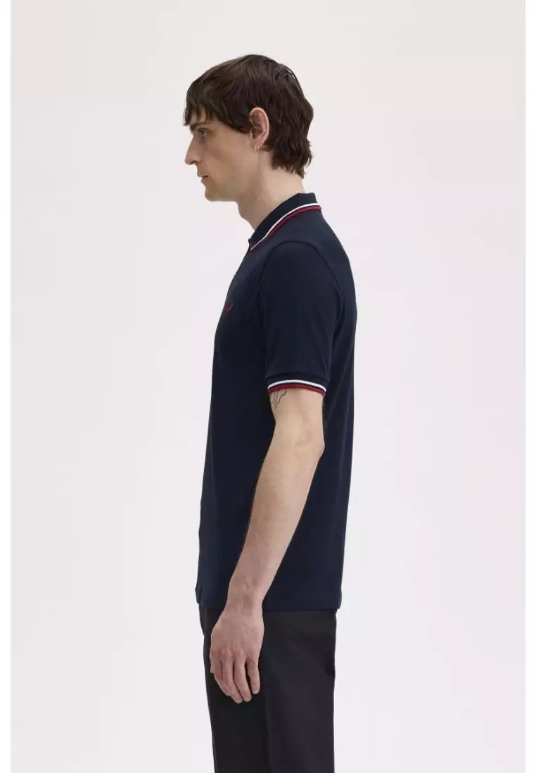 Fred Perry M3600 Twin Tipped Fred Perry Shirt (Navy / Snow White / Burnt Red)