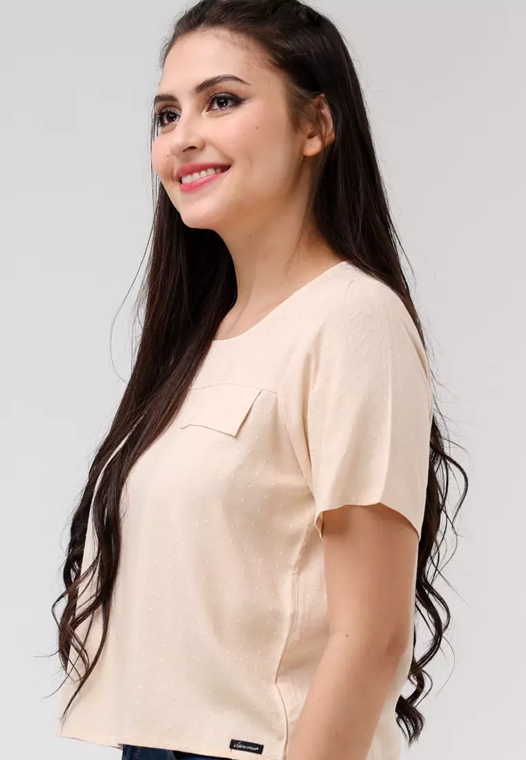 Textured Woven Short Sleeves Blouse