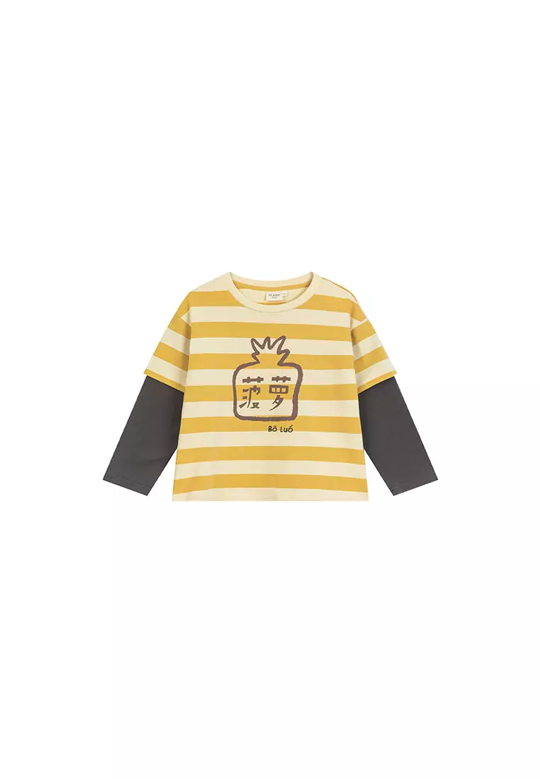 Two-Piece Design Striped T-Shirt