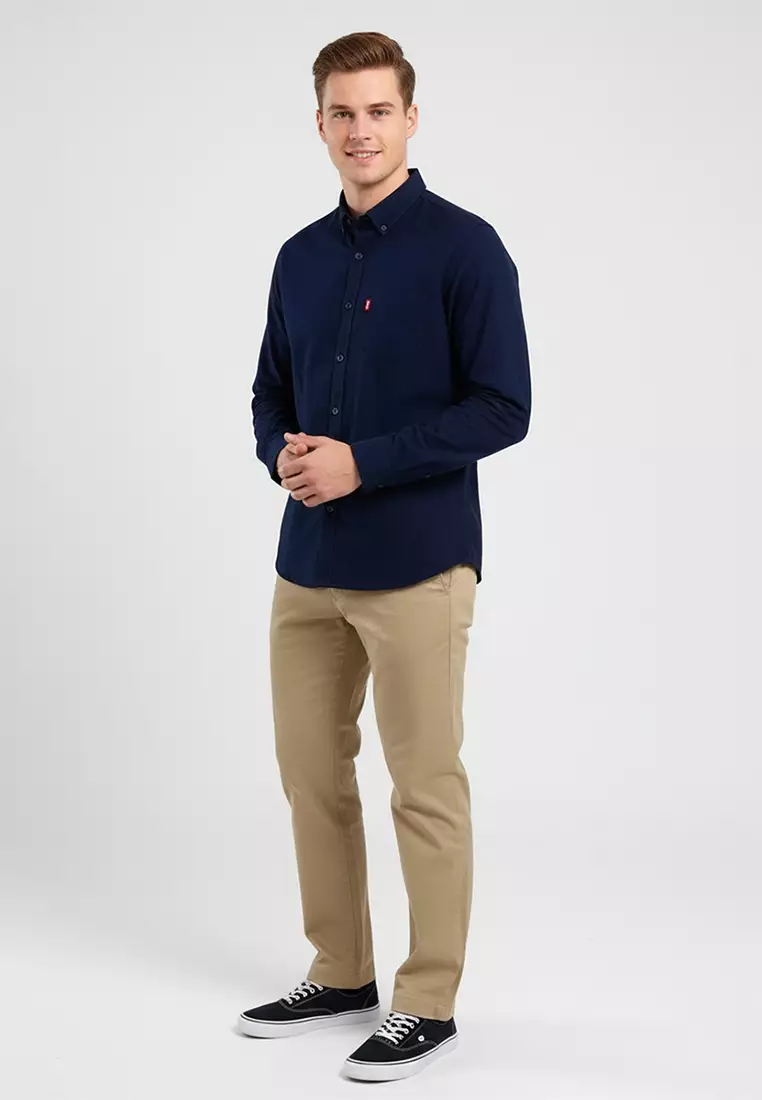 ELMO DARK NAVY Kemeja Lengan Panjang Pria - Top Man Shirt