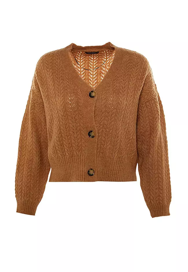 Horn button crop cardigan outlet