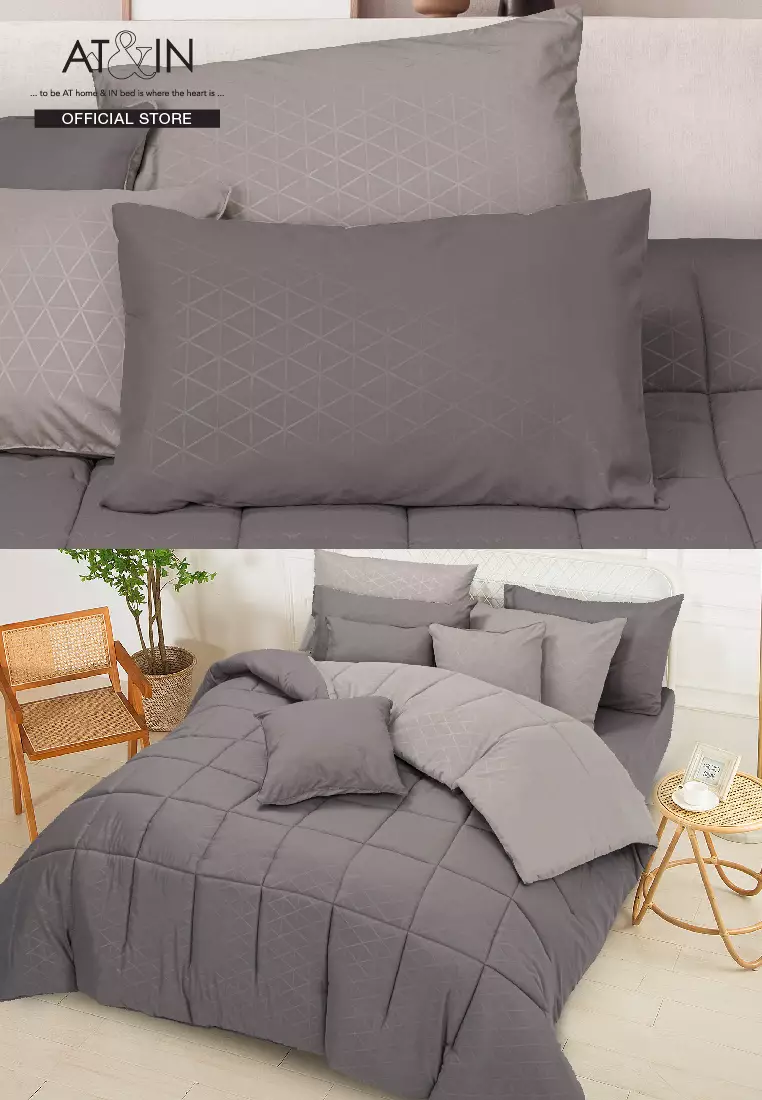 Buy AT&IN AT&IN Colour & Touch Euler Opal Gray Comforter Set 620 TC