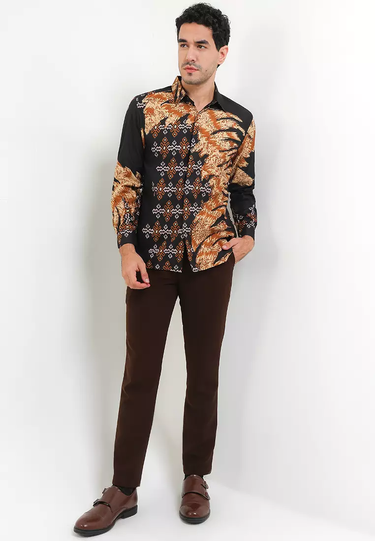Songket Kemeja Batik Exclusive Premium Pria Casual Modern Lengan Panjang