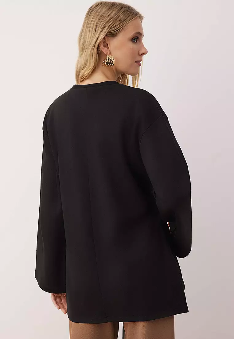 綴飾鈕扣針織長上衣