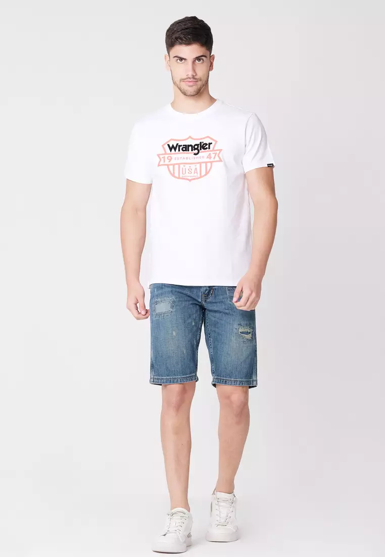 Graphic Logo T-Shirt for Men in White Color