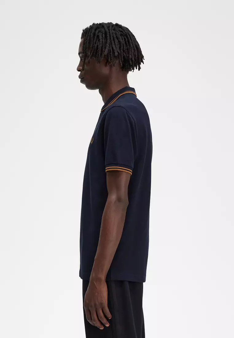 Fred Perry M3600 Twin Tipped Fred Perry Shirt (Navy / Dark Caramel / Dark Caramel)