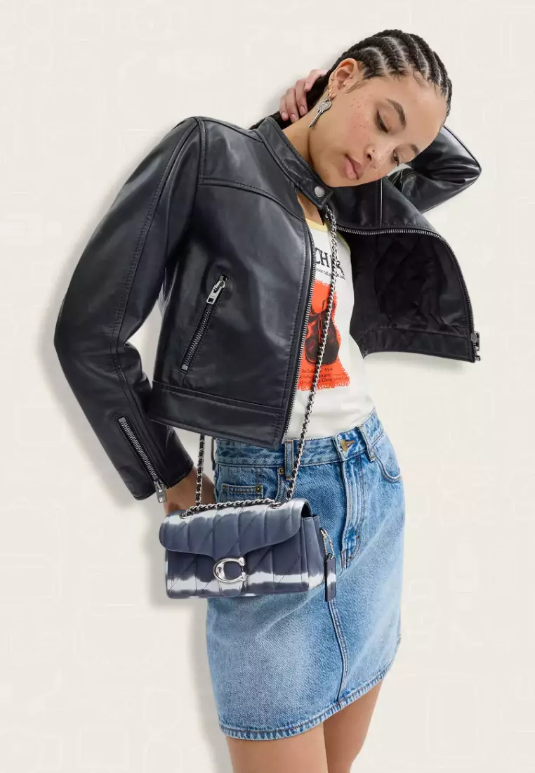 Coach Tabby Shoulder Bag 20 With Quilting And Tie-Dye Midnight Navy