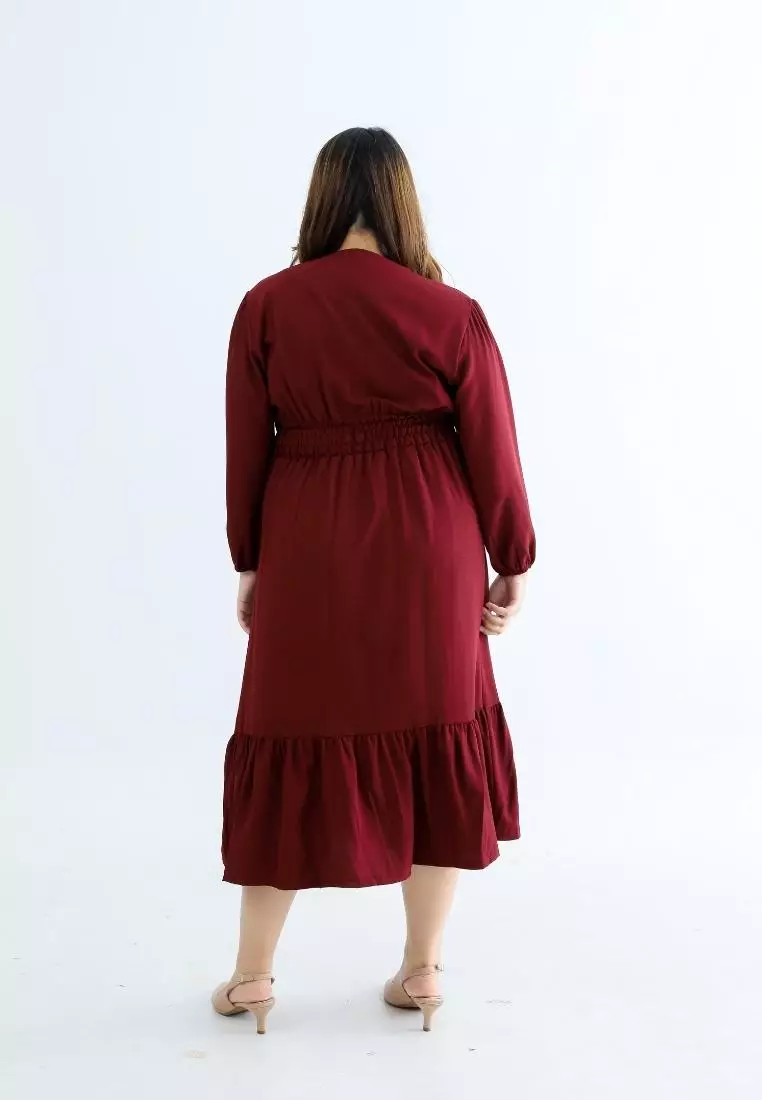 Plus Size Dress Magica Maroon