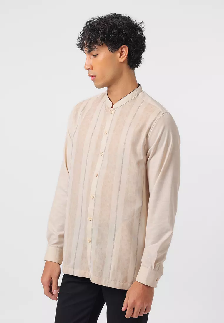Kemeja Koko Pria Lengan Panjang KAREEM BEIGE Baju Muslim Pria