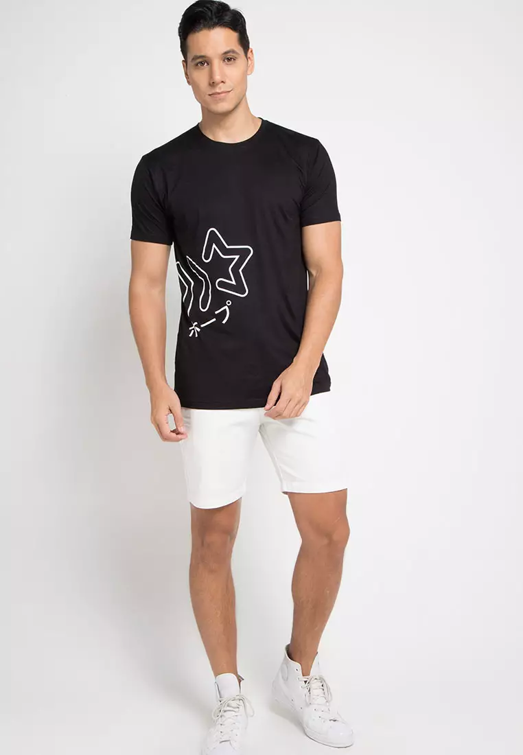 Nade NT239 nade big star outline waist T-shirt anti kusut Hitam
