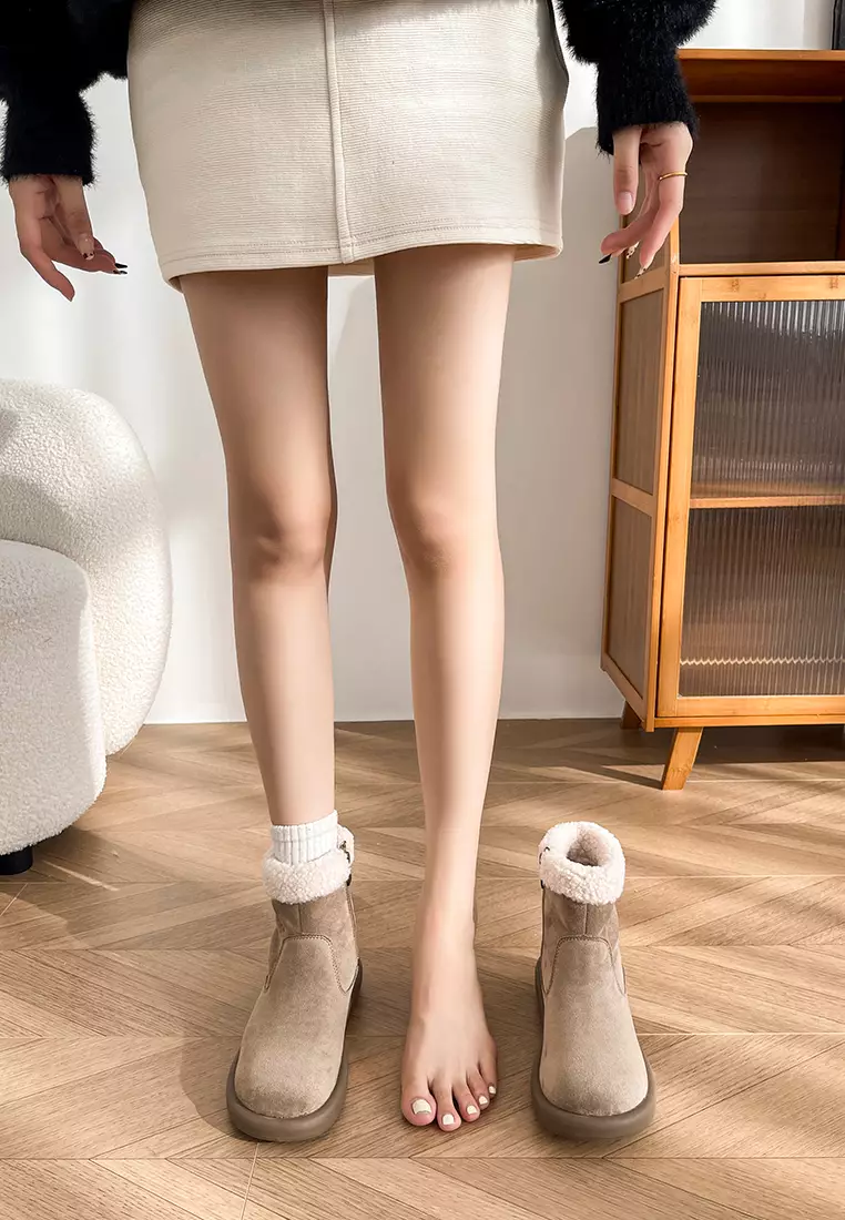 Zipper Suede Mid Snow Boots WW3557-3